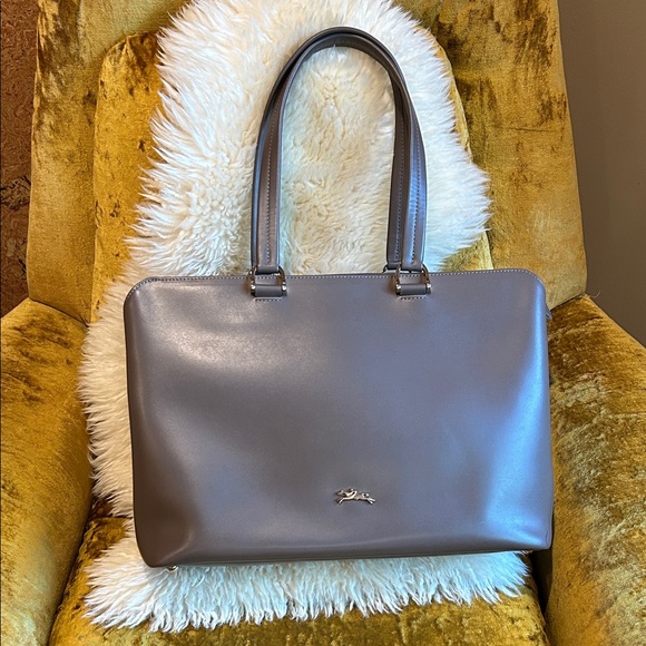 NWOT Longchamp Smooth Taupe Leather Large Bag - 100% Authentic!! - Picture 1 of 14